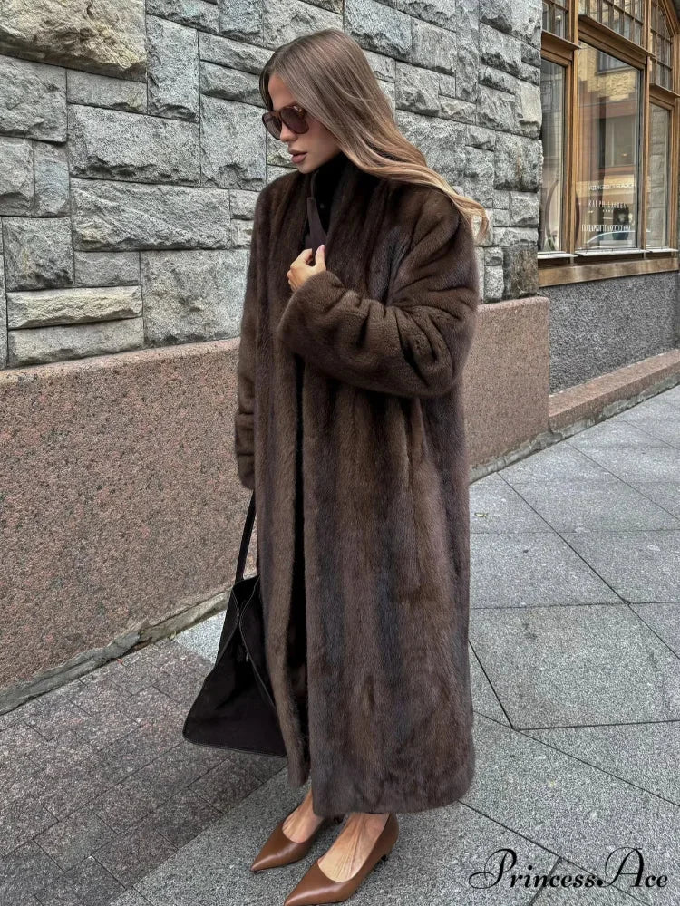 Brown Extended Sleeve Soft Furry Jacket