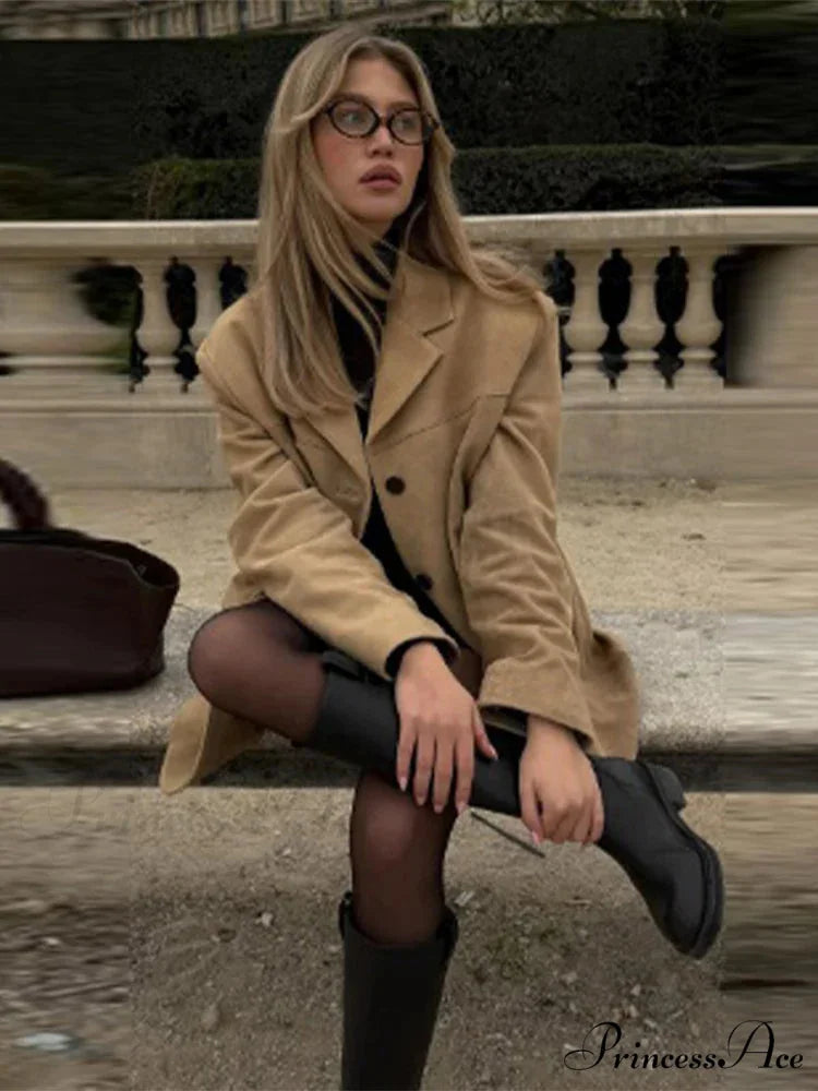 Brown Extended Sleeve Suit Jacket