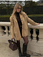 Brown Extended Sleeve Suit Jacket