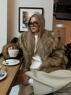 Brown Fluffy Faux Fur Short Coat