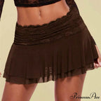 Brown Folded Ballet Frill Skirt
