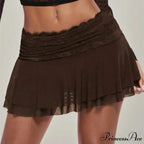 Brown Folded Ballet Frill Skirt