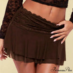 Brown Folded Ballet Frill Skirt