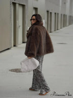 Brown Gentle Fluffy Woolen Jacket