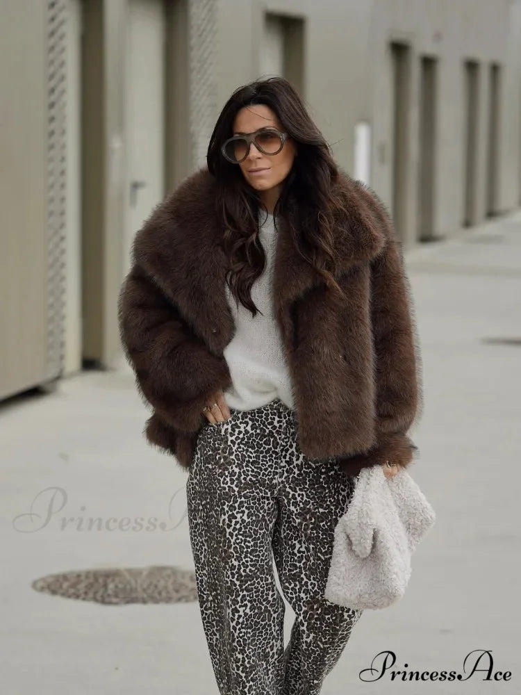 Brown Gentle Fluffy Woolen Jacket