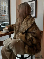 Brown Large Fluffy Lapel Coat