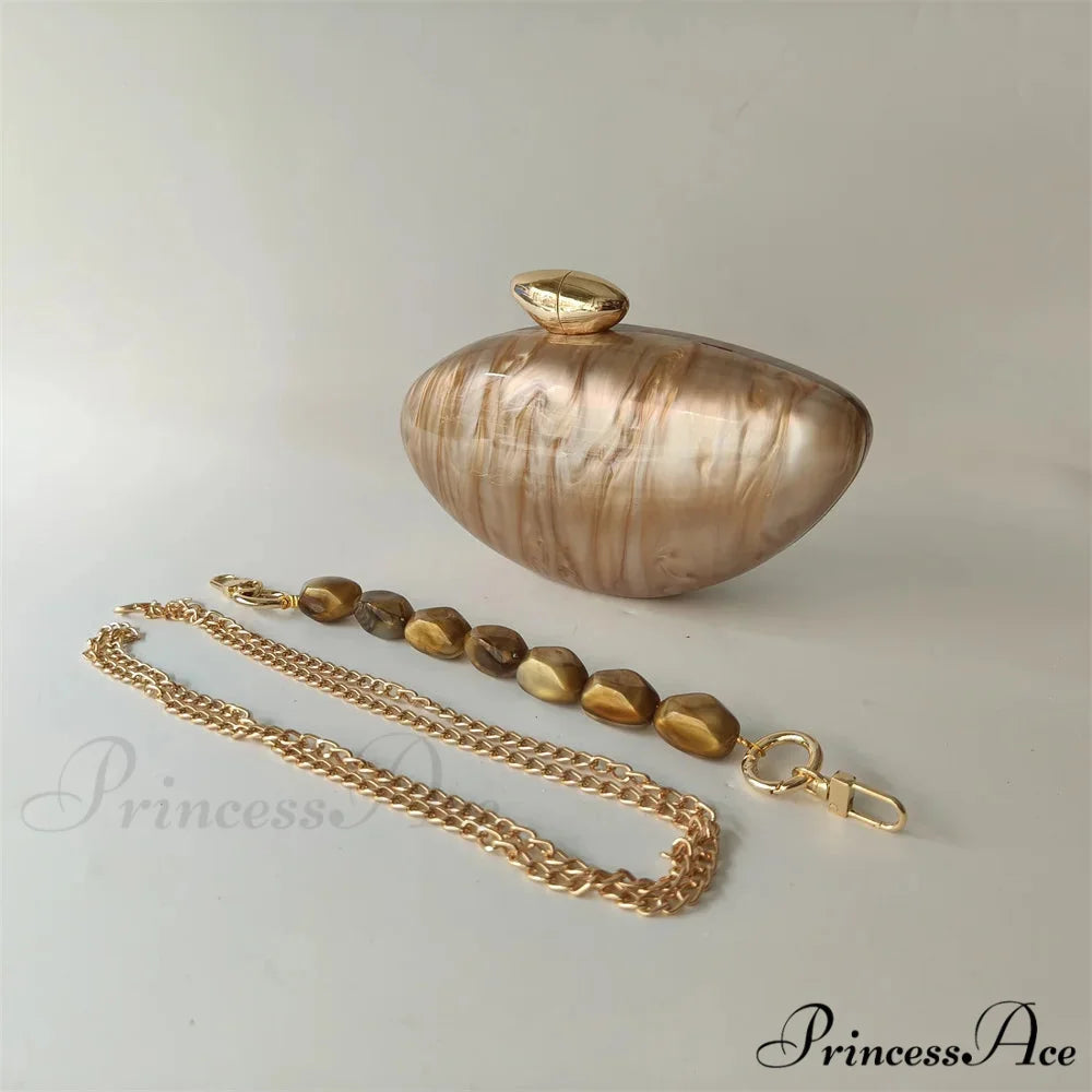 Brown Marble Acrylic Box Evening Clutch Bag