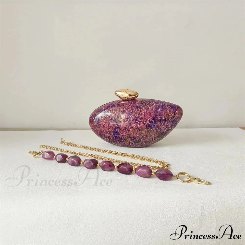 Brown Marble Acrylic Box Evening Clutch Bag