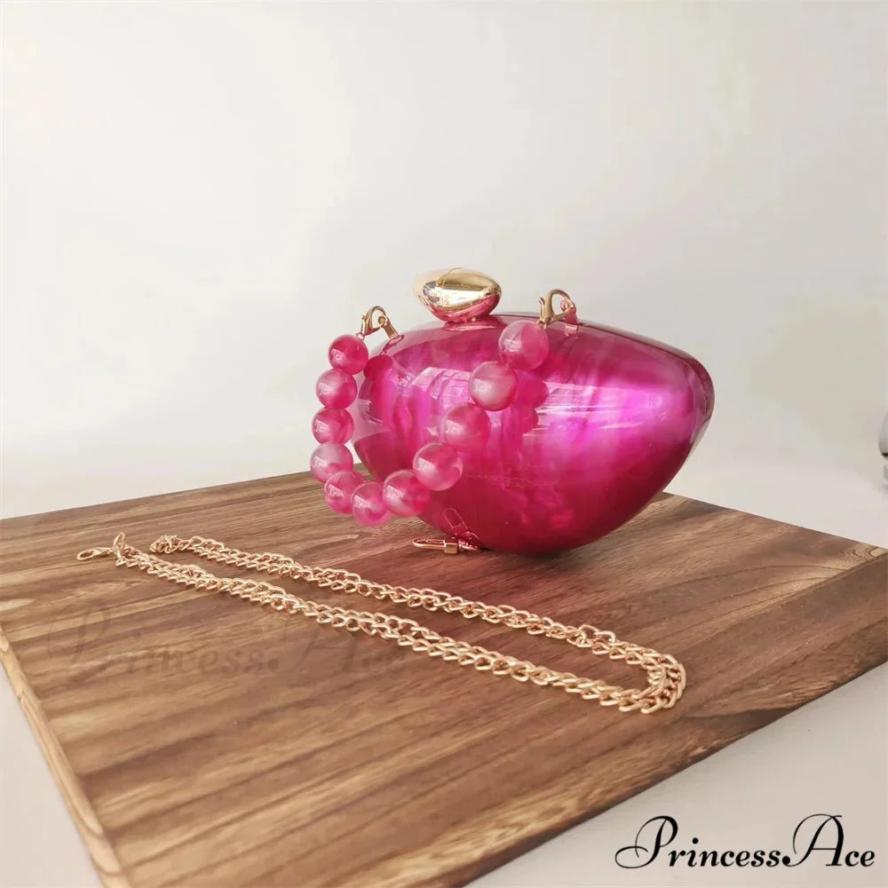 Brown Marble Acrylic Box Evening Clutch Bag