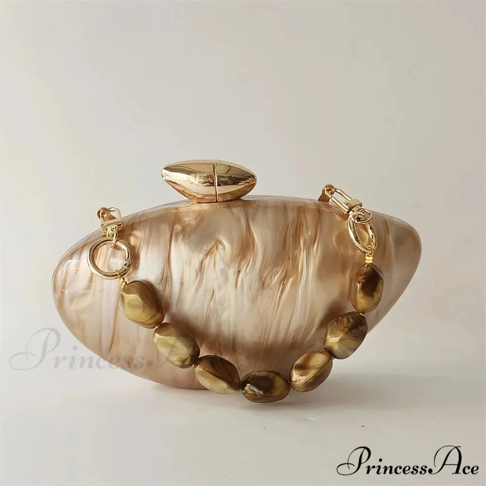 Brown Marble Acrylic Box Evening Clutch Bag