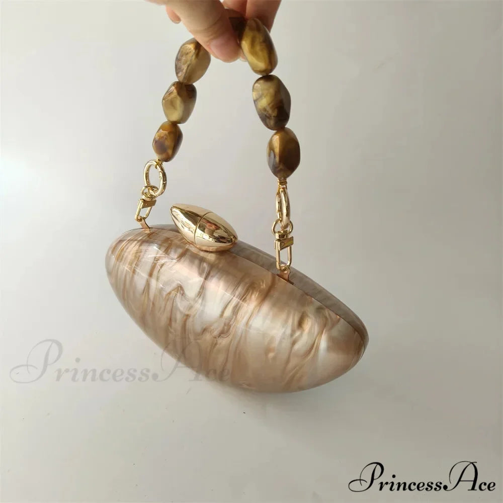 Brown Marble Acrylic Box Evening Clutch Bag