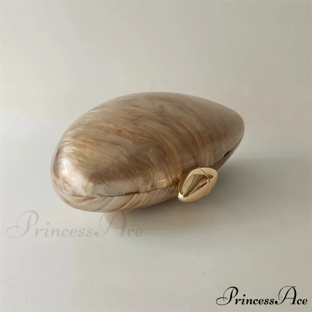 Brown Marble Acrylic Box Evening Clutch Bag