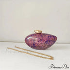 Brown Marble Acrylic Box Evening Clutch Bag