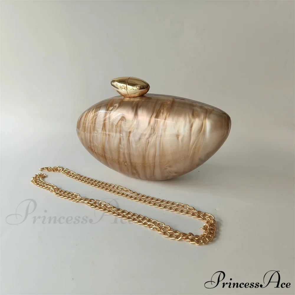 Brown Marble Acrylic Box Evening Clutch Bag