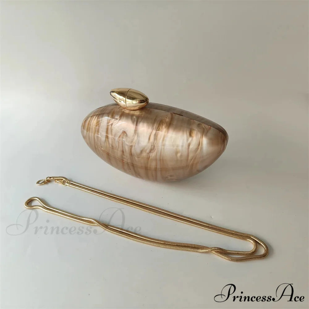 Brown Marble Acrylic Box Evening Clutch Bag