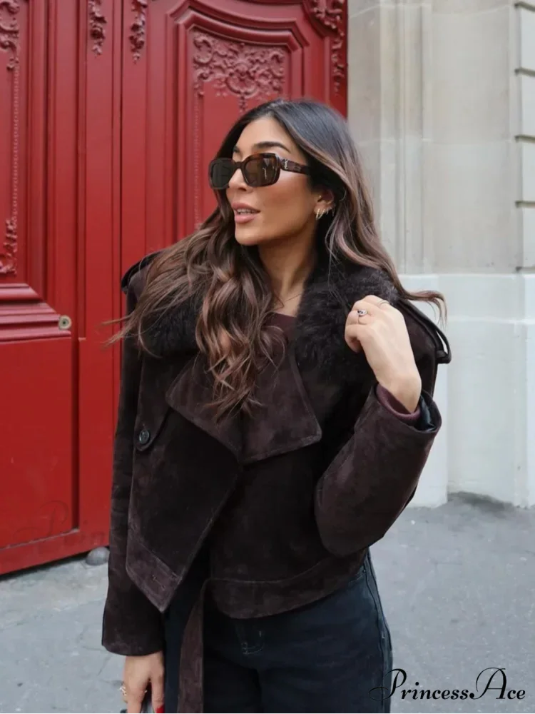 Brown Patchwork Suede Leather CoatRevised: Tan Assorted Suede Leather Jacket