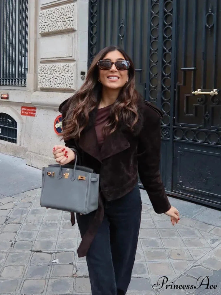 Brown Patchwork Suede Leather CoatRevised: Tan Assorted Suede Leather Jacket