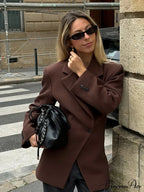 Brown Pocket Blazer Short CoatModified Output: Tan Pocket Jacket Brief Overcoat