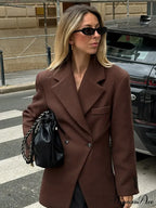 Brown Pocket Blazer Short CoatModified Output: Tan Pocket Jacket Brief Overcoat