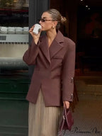 Brown Pocket Blazer Short CoatModified Output: Tan Pocket Jacket Brief Overcoat