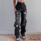 Brown Ripped Vintage Woman Distressed Jeans