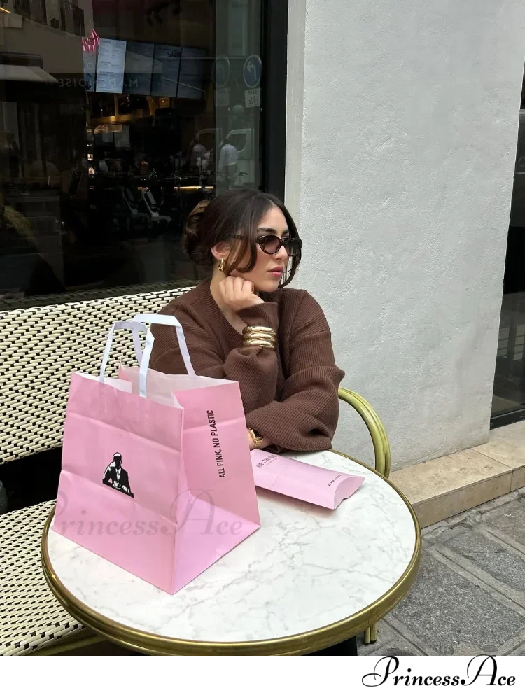 Brown Round Neck Baggy Cardigan