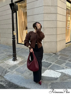 Brown Round Neck Baggy Cardigan