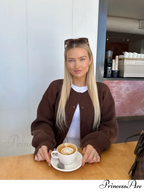 Brown Round Neck Baggy Cardigan