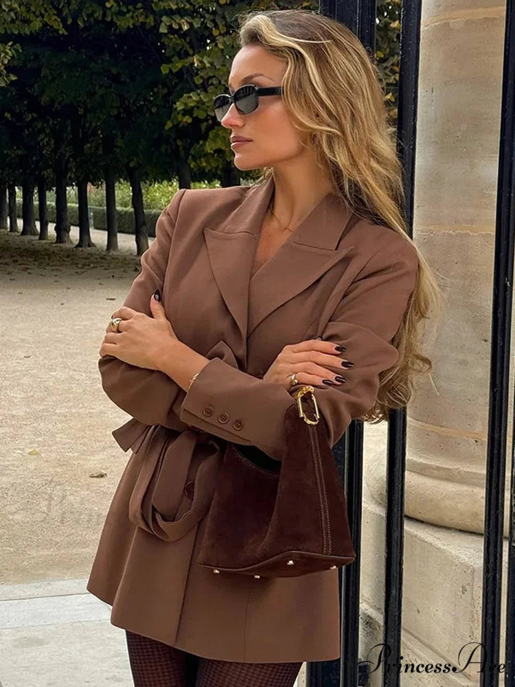 Brown Sophisticated Single Buttoned Suit Jacket