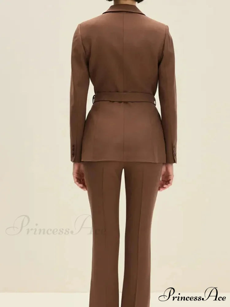 Brown Sophisticated Single Buttoned Suit Jacket