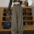 Brown Suit Baggy Office Trousers