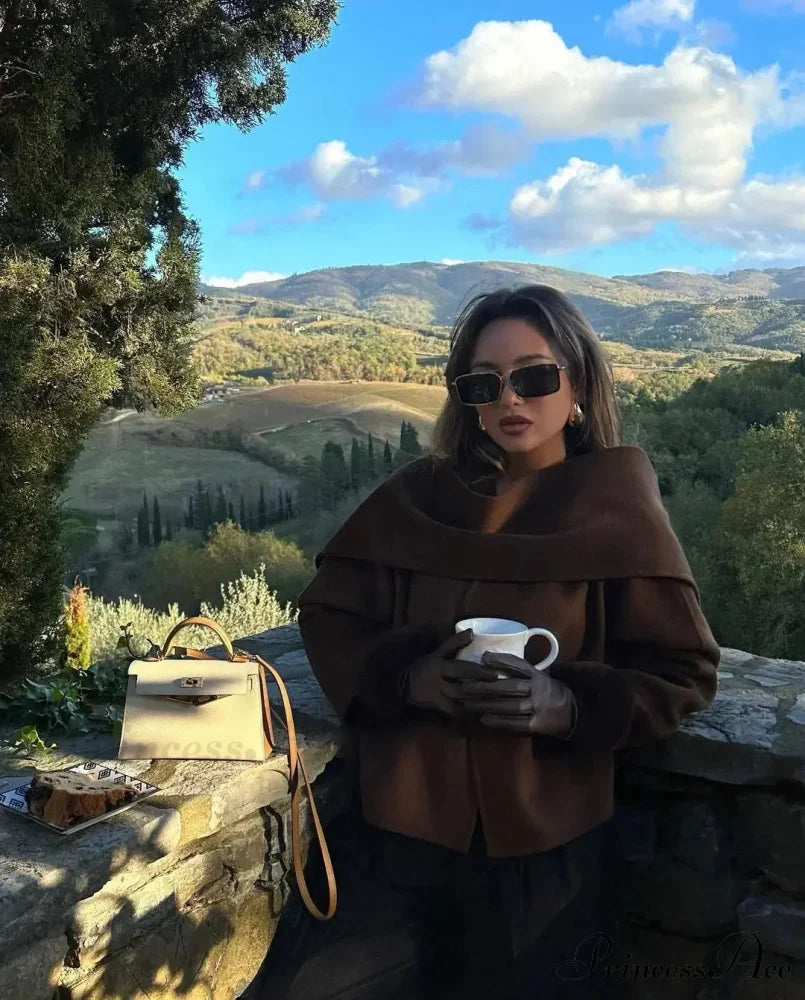 Brown Woolen Brief Jacket