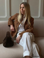 Brown Woolen Extended Sleeve Brief Jacket