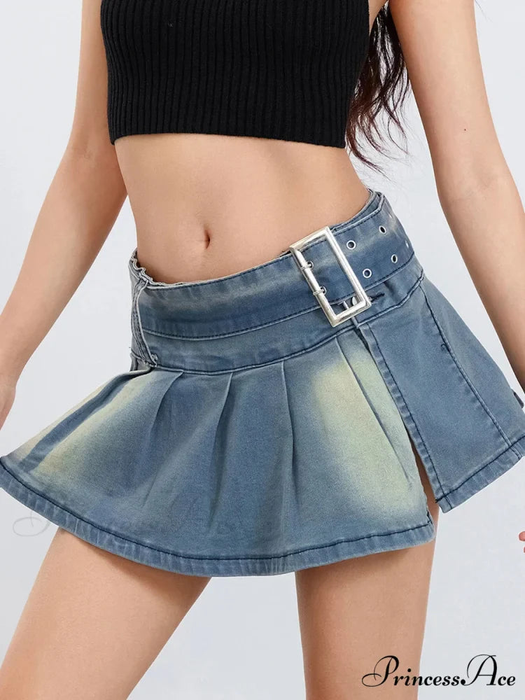 Buckled Folded A-Line Skirt