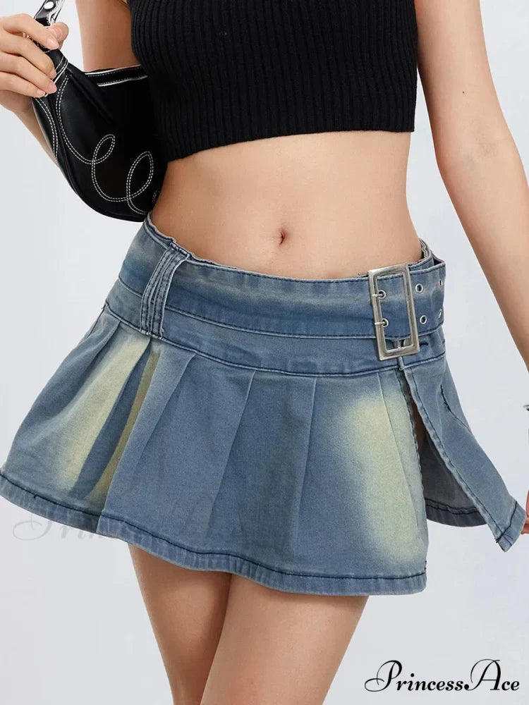 Buckled Folded A-Line Skirt