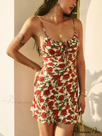 Bulgaria Roses Floral Trendy Backless Mini Dress