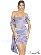 Burgundy Draping Off Shoulder Corset Sexy Velvet Slim Bodycon Mini Christmas Party Dress