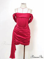 Burgundy Draping Off Shoulder Corset Sexy Velvet Slim Bodycon Mini Christmas Party Dress
