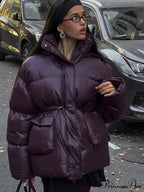 Burgundy Red Lapel Zipper Coat