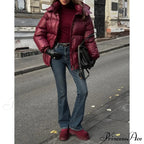Burgundy Red Stand Collar Parka