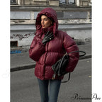 Burgundy Red Stand Collar Parka
