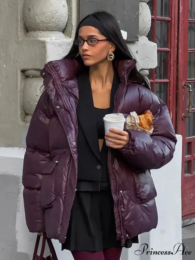 Burgundy Red Warm Cotton Coat