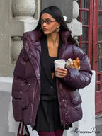 Burgundy Red Warm Cotton Coat