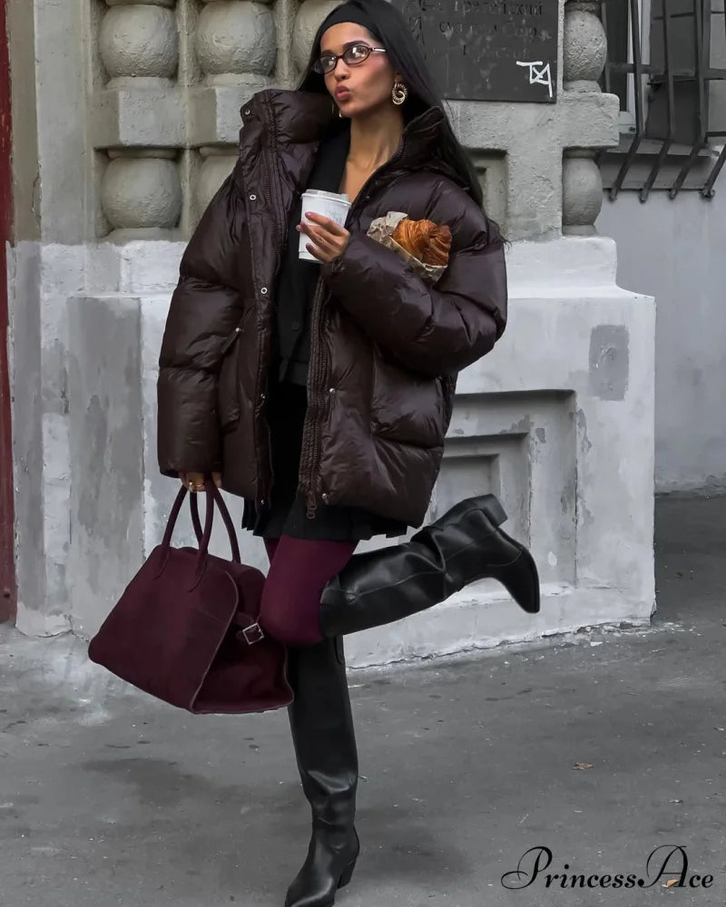 Burgundy Red Warm Cotton Coat