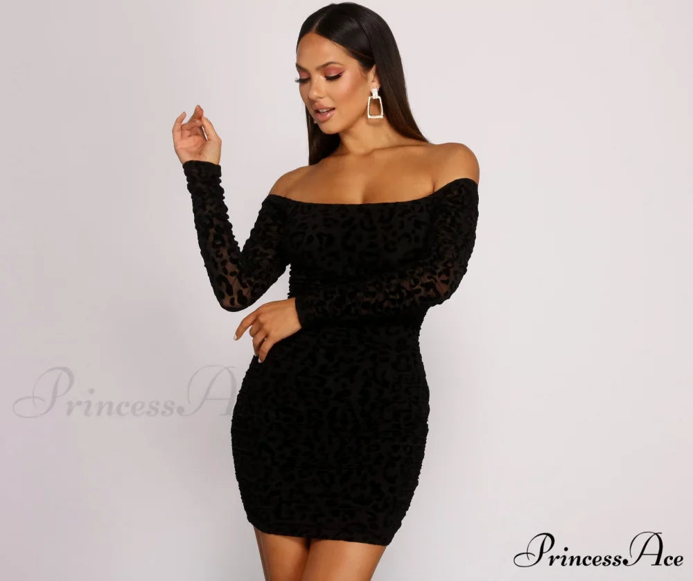 Burnout Mesh Leopard Charming Print Mini Dress