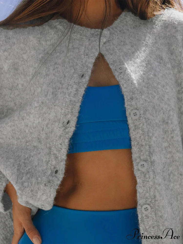 Button Down Airy Knit Cardigan