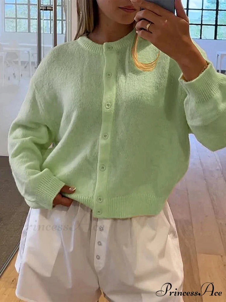 Button Down Airy Knit Cardigan