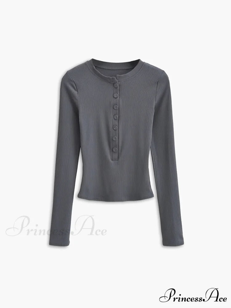 Button Down Long Trendy Sleeve Crop Shirt