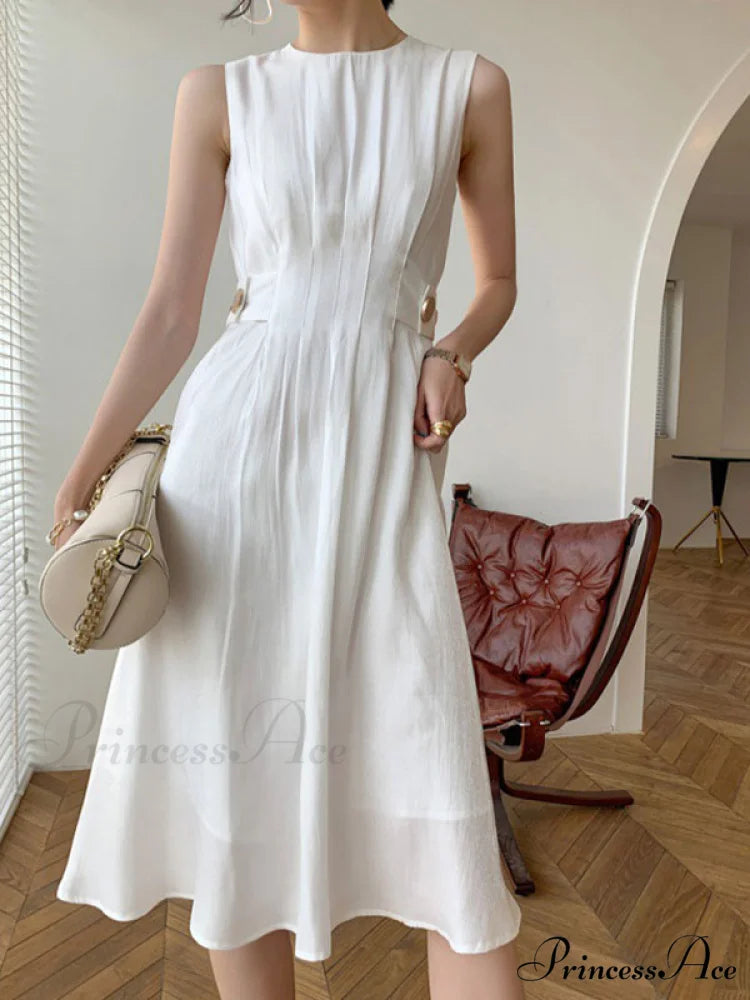 Button Embellished Long Trendy Sleeve Midi Dress