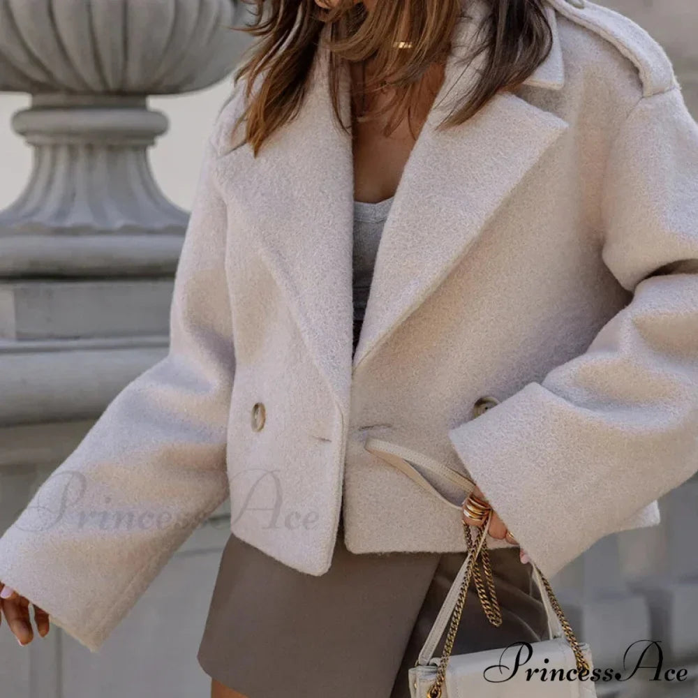 Button Patchwork Basic Style Coat